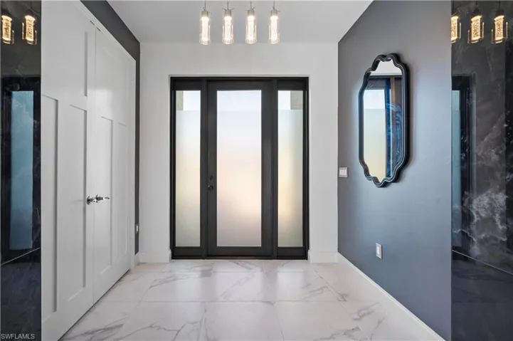 Entrance foyer with marble finish flooring