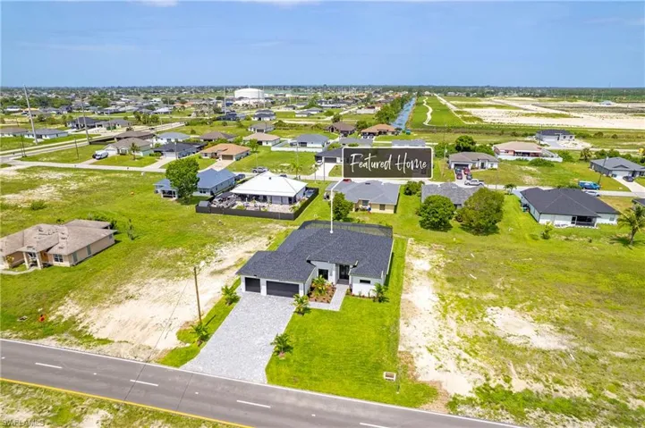 Aerial perspective of suburban area