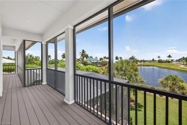 Screened Balcony with golf course and pond views