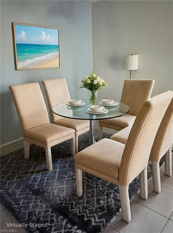Virtually staged dining area