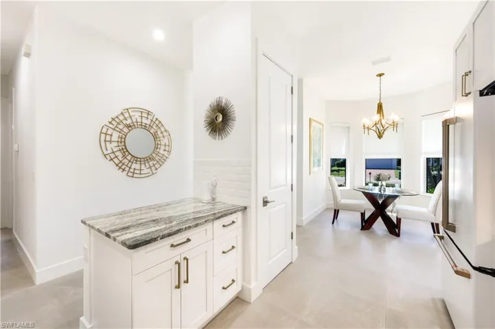 Kitchen counter with pantry.