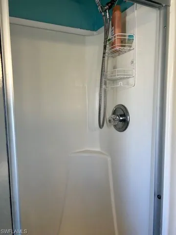 Bathroom view of a stall shower