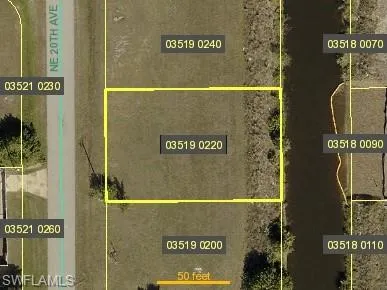 Aerial map of property and surrounding area with property parcel outlined