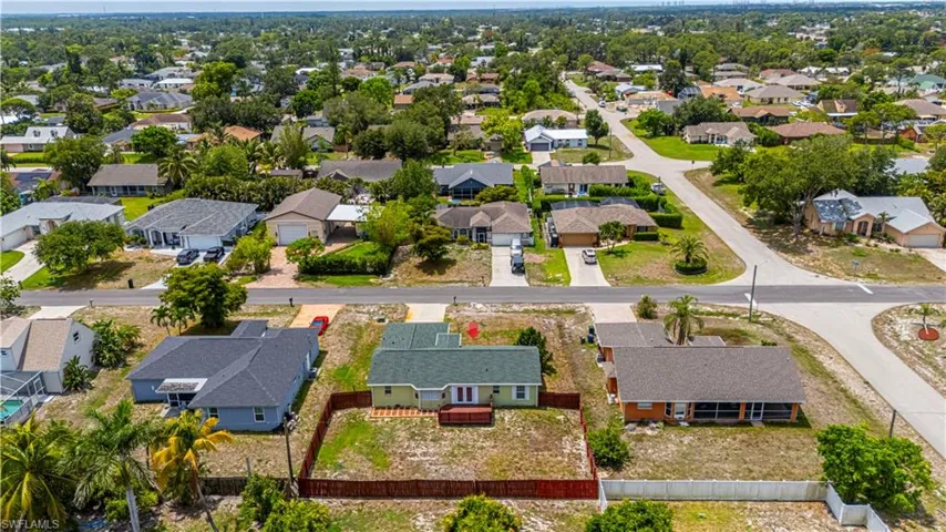 Aerial view of residential area