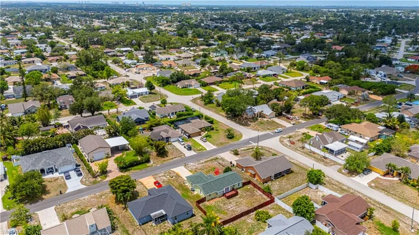 Aerial view of residential area