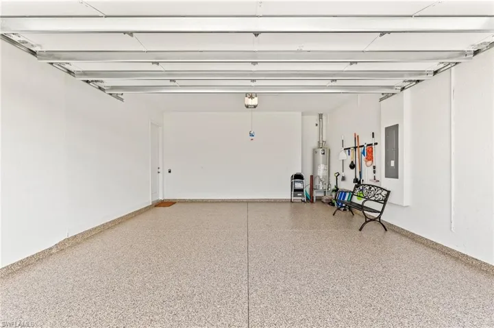 Garage features epoxy floors