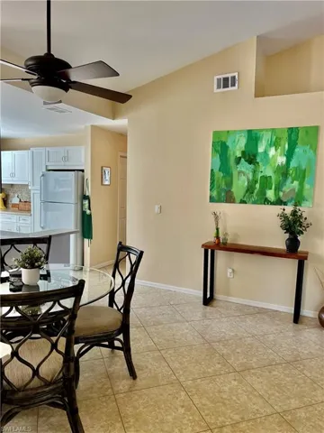Dining area showing hall to guest bedrooms & laundry