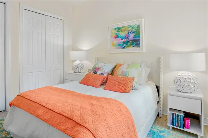 Guest room with extra long dual reach in closets.