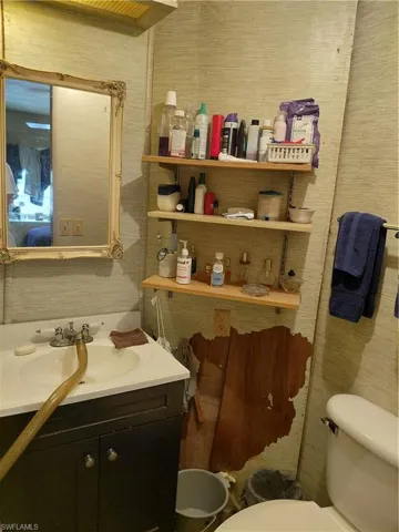 Bathroom with vanity and toilet