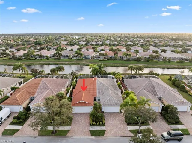 Aerial view of the front of the villa