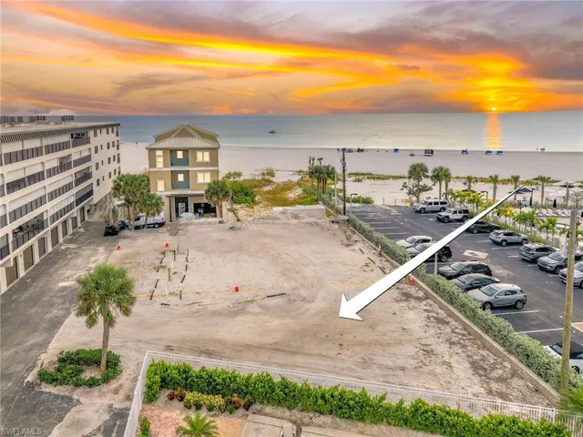 Aerial view at sunset of view of w Gulf and beach