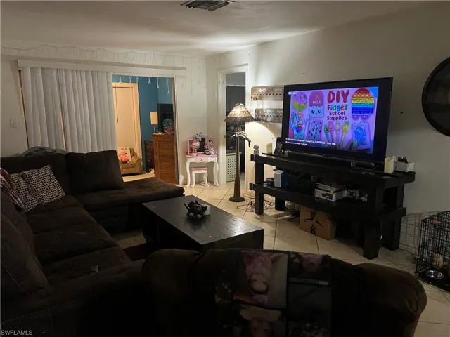View of tiled living room