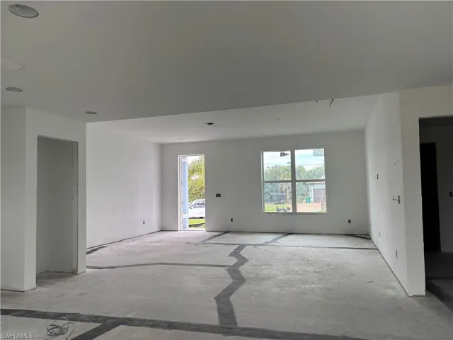 View from kitchen area of open floor plan