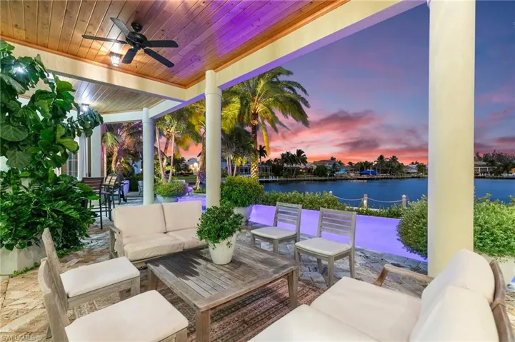 Patio terrace at dusk