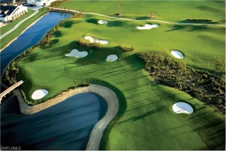 Bird's eye view with view of golf course