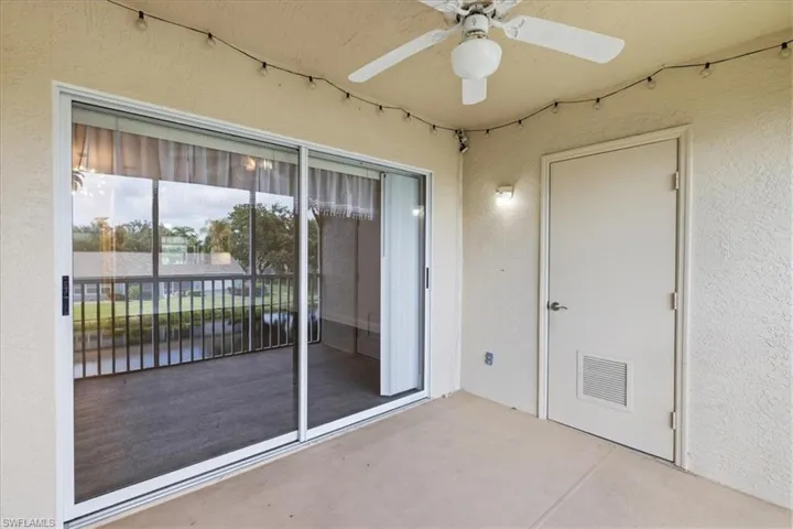 lanai with expansive lake view, extra storage room