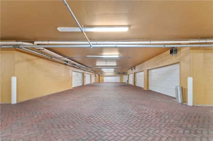 Garage with concrete block wall