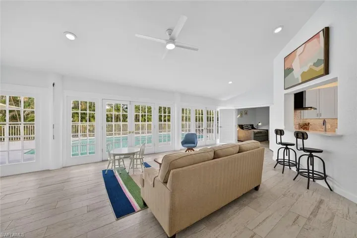 Spacious family room with kitchen pass through