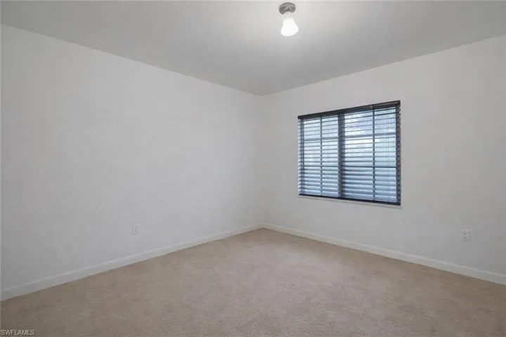 Unfurnished room with light carpet and baseboards