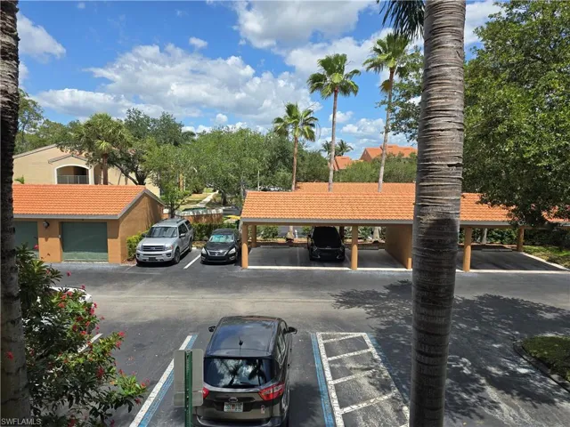 View of partially covered parking lot