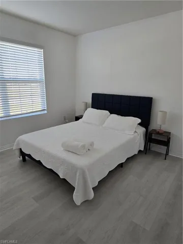 Bedroom with light wood-type flooring