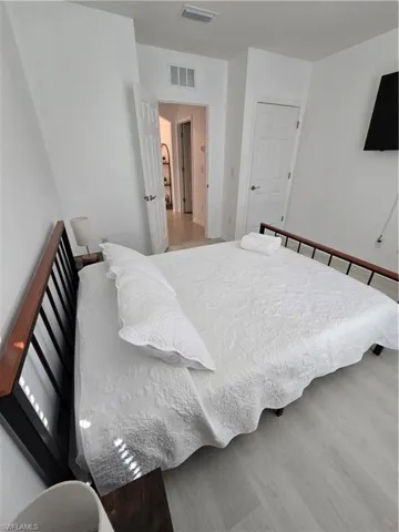 Bedroom with light wood-type flooring