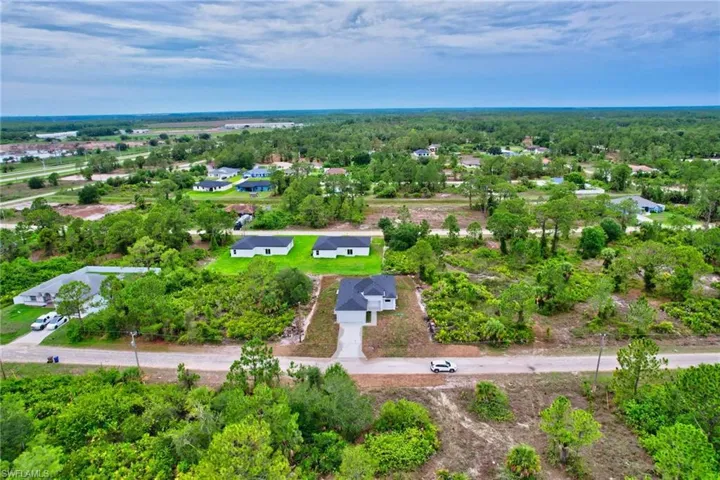 Aerial perspective of suburban area