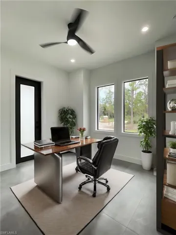 Office featuring ceiling fan
