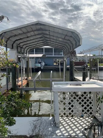 Dock area featuring a fish cleaning table.