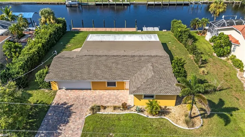 Aerial view of a nearby body of water