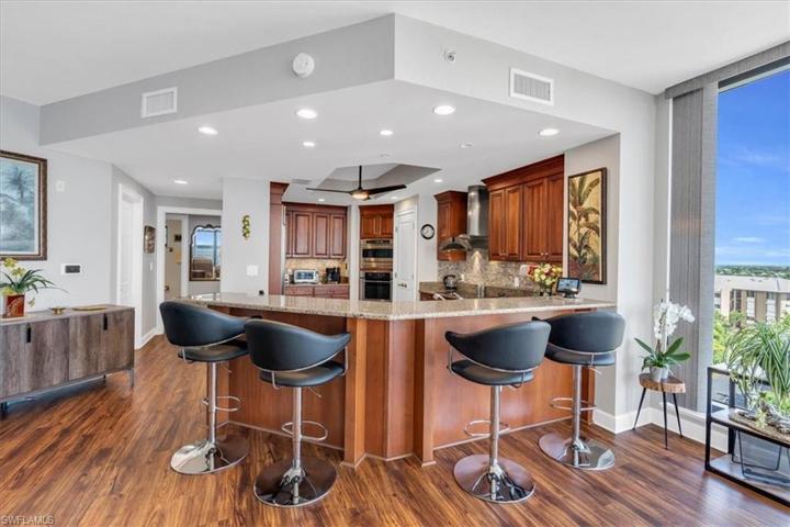 Entertainer's kitchen with top of the line stainless steel appliances.