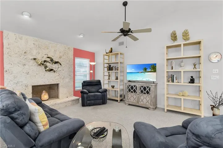 Family room with fireplace