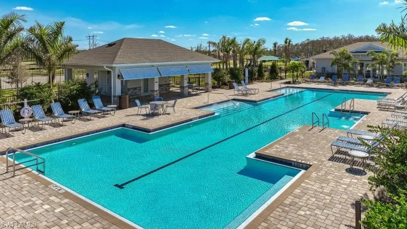 View of swimming pool featuring a patio