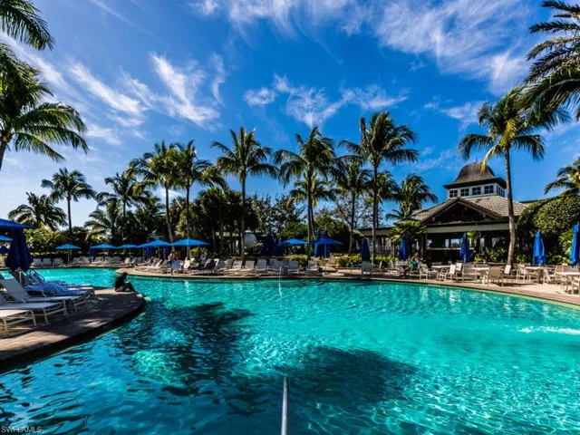 View of swimming pool with a gazebo