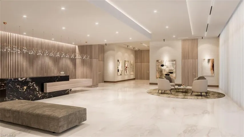 Community lobby with recessed lighting