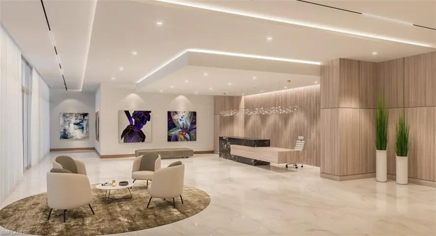 Lobby with recessed lighting