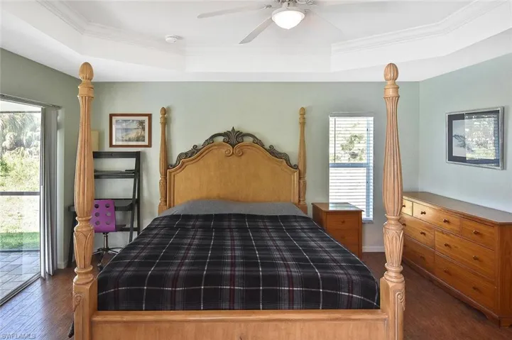 The Owner's Suite easily accommodates a king-sized bed, and is on the other side of the house from the guest rooms.