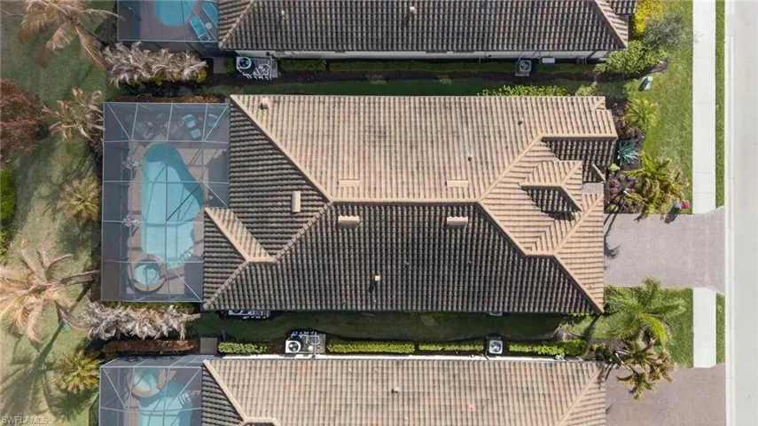 Drone / aerial view of a pool