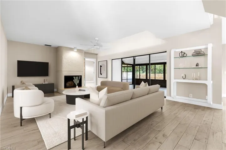 Virtual staged photo of living area