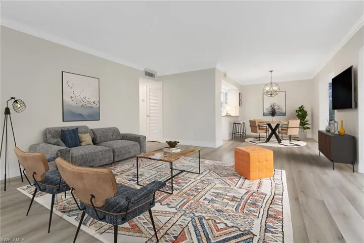 Living room featuring luxury vinyl planks