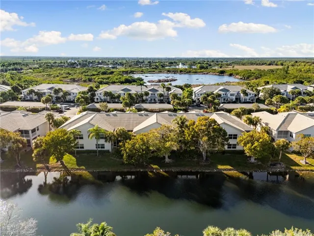 Bird's eye view of a nearby body of water