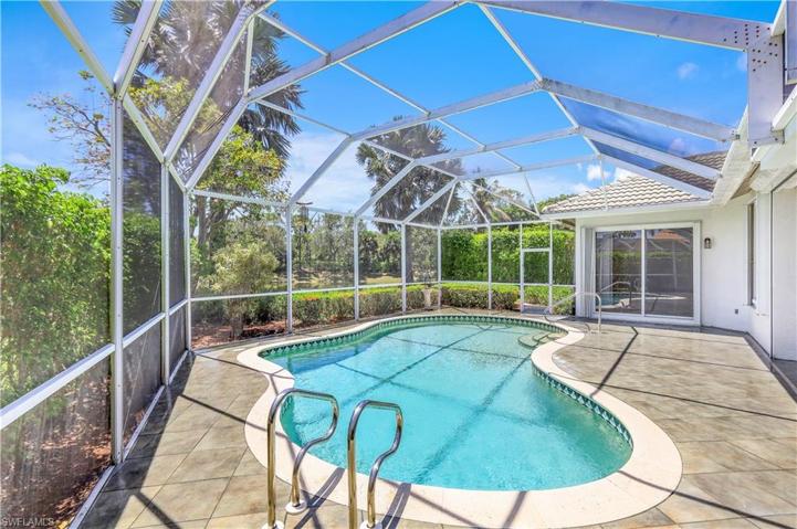 South-facing pool with lake view