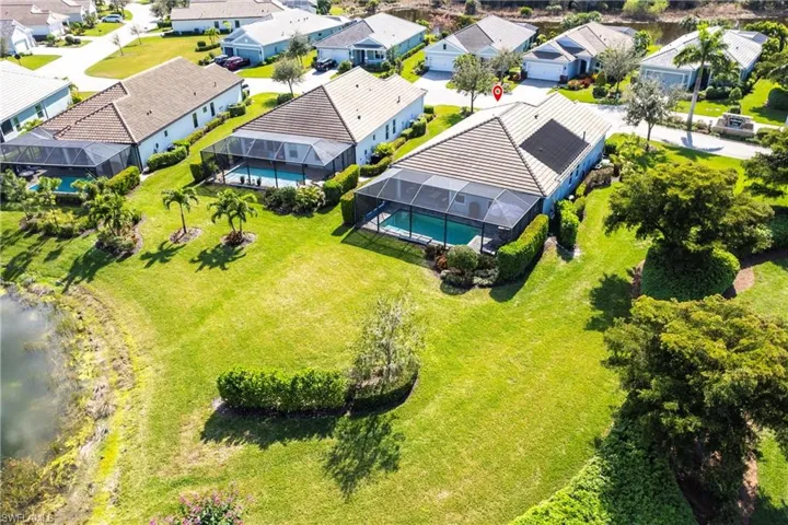Bird's eye view of home and lot.