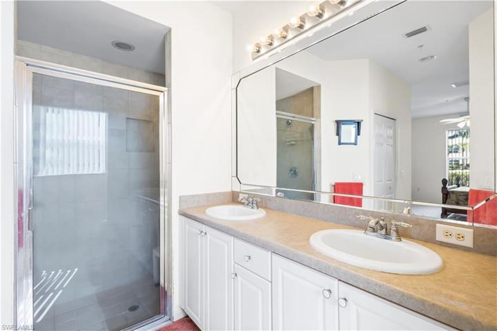 Ensuite bath to your primary suite has 2 comfort height vanities, walk in shower.