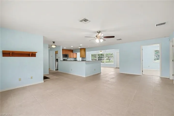 Living room into kitchen