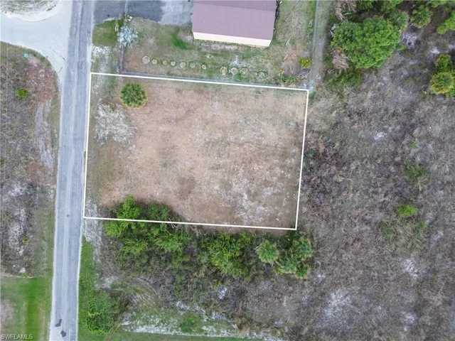 Aerial overview of property's location with property boundaries highlighted