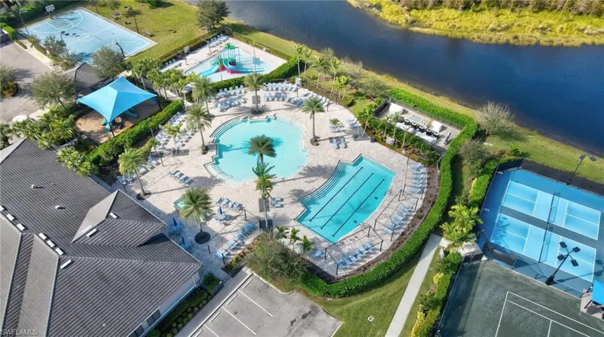 Aerial view of community amenities