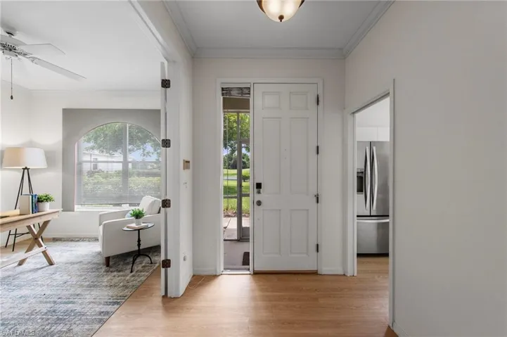 Entry, office to left, kitchen to right