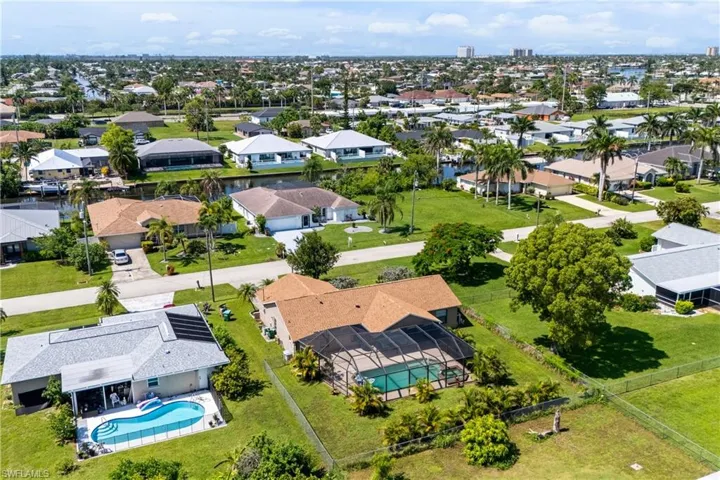 Aerial perspective of suburban area