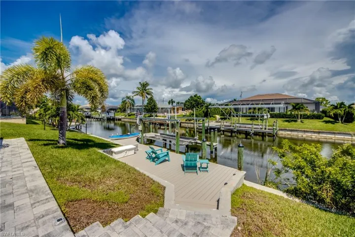 Paver path to the boat dock and canal